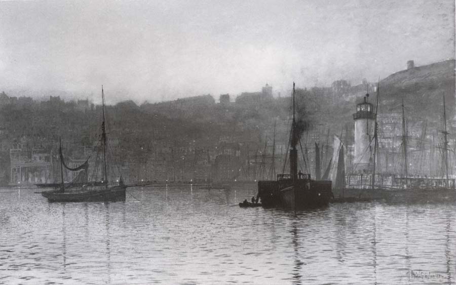 Nightfall in the Harbour Scarborough